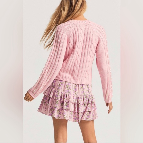 Loveshackfancy Tiered Floral Mini Skirt Blushing Pink Ruffle Coquette Size Small - Picture 5 of 12